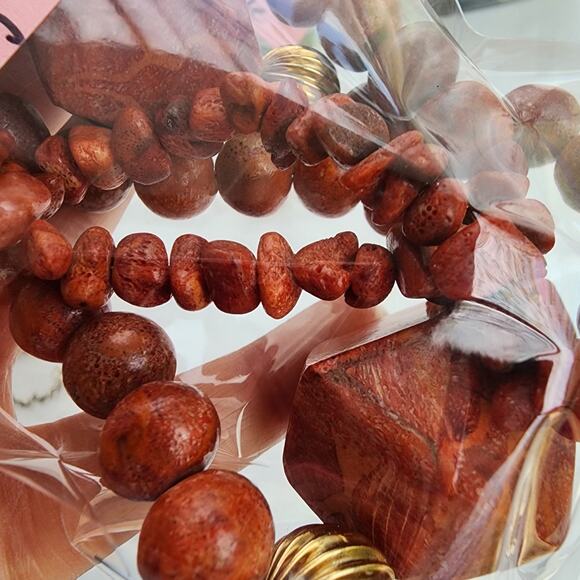 Large Genuine sponge Coral Statement Necklace Boho Coastalgranny Artsy New red - Picture 3 of 7